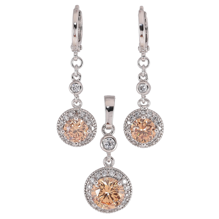 Набір Xuping Родій Сережки Кулон «Персикові фіаніти в обрамленні цирконію» фото №21 Набір Xuping Родій Сережки Кулон «Персикові фіаніти в обрамленні цирконію» фото №21