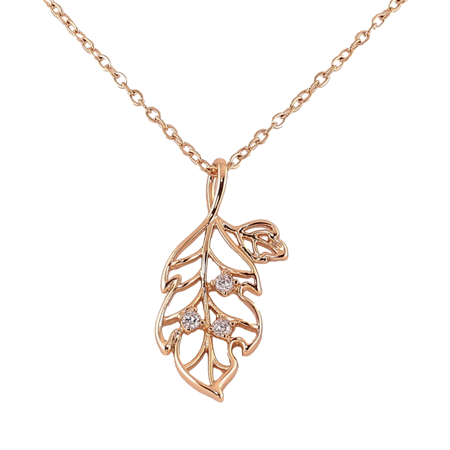 Кулон на ланцюжку Xuping Позолота 18K «Листочок з цирконієм» довжина 42-45см х 1.5мм фото №1