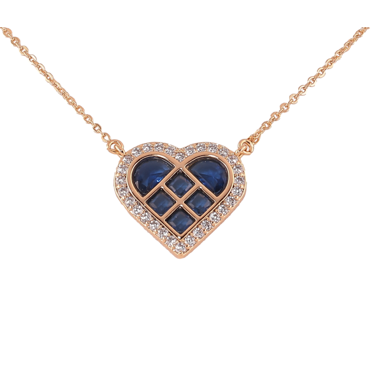Підвіска на ланцюжку Xuping Позолота 18K «Серце з синіми фіанітами та цирконієм» довжина 45-48см х 1мм фото №13