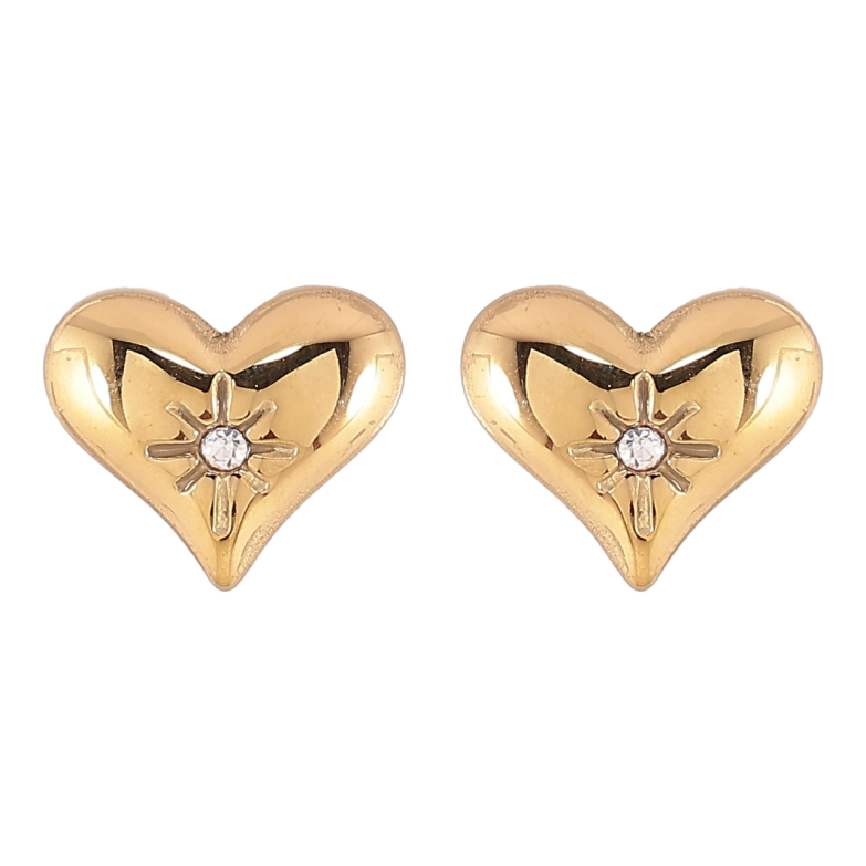 Сережки Xuping TTM Stainless Steel колір 14К пусети «Сердечка» фото №1