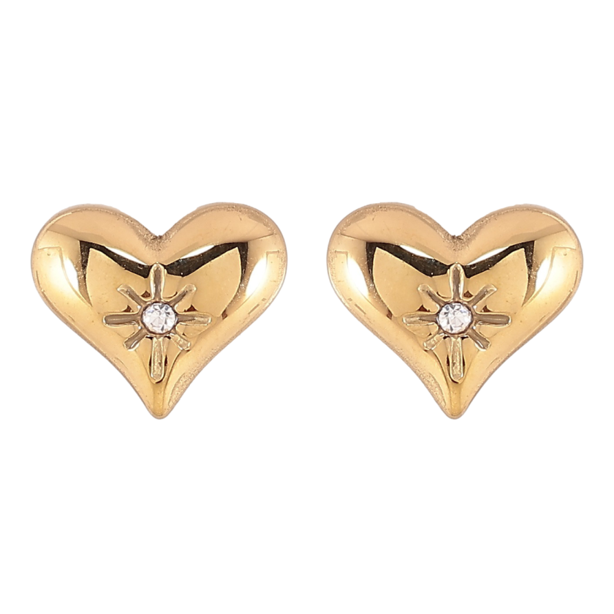 Сережки Xuping TTM Stainless Steel колір 14К пусети «Сердечка» фото №1