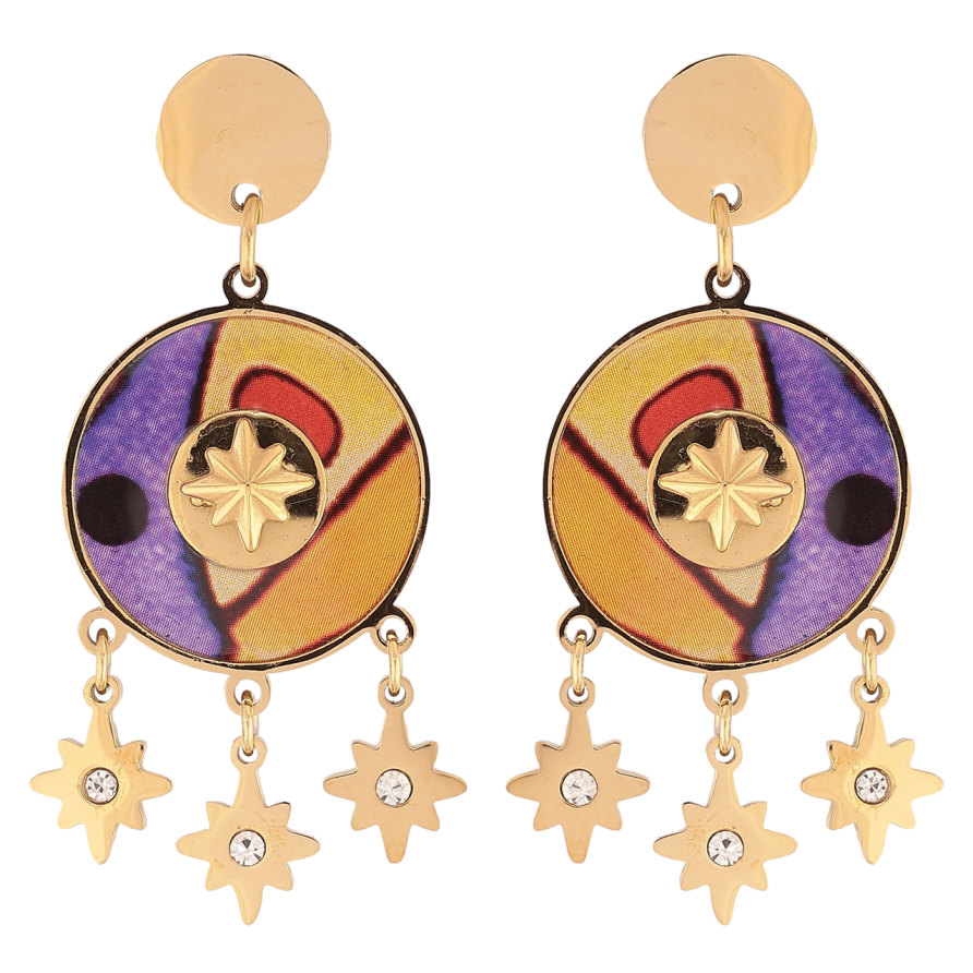 Сережки Xuping TTM Stainless Steel колір 14К пусети «Декоративні кольорові підвіски» фото №1