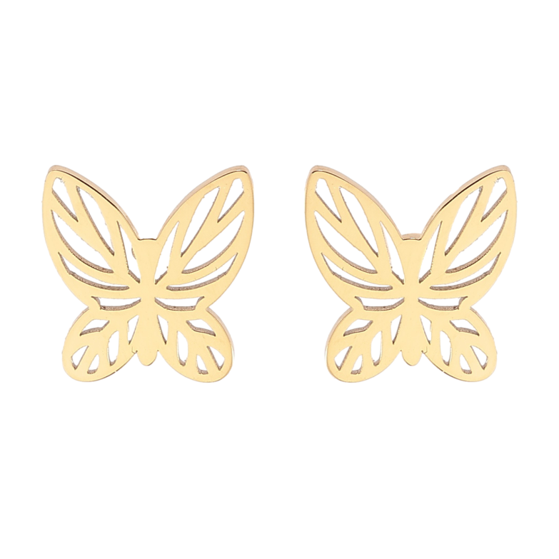 Сережки Xuping TTM Stainless Steel колір 14К пусети «Метелики» фото №1
