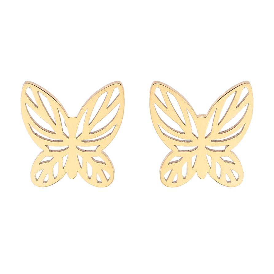 Сережки Xuping TTM Stainless Steel колір 14К пусети «Метелики» фото №1