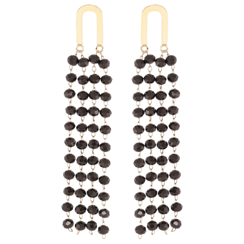 Серьги Xuping TTM Stainless Steel цвет 14К пусеты Подвески с черными бусинами фото №1