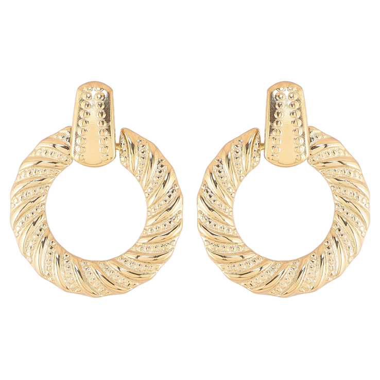 Сережки Xuping TTM Stainless Steel колір 14К пусети «Підвіски кола з візерунком» фото №18