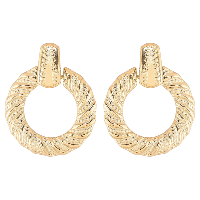 Сережки Xuping TTM Stainless Steel колір 14К пусети «Підвіски кола з візерунком» фото №1