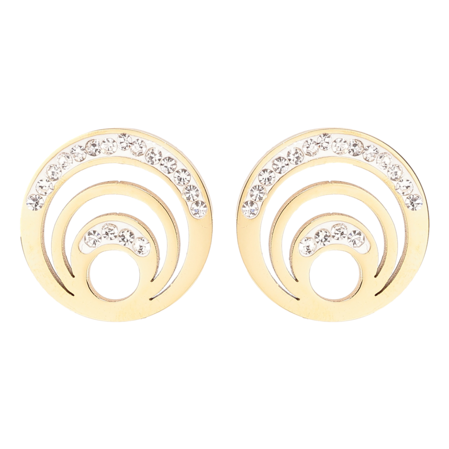 Сережки Xuping TTM Stainless Steel колір 14К пусети «Кола з цирконієм» фото №1