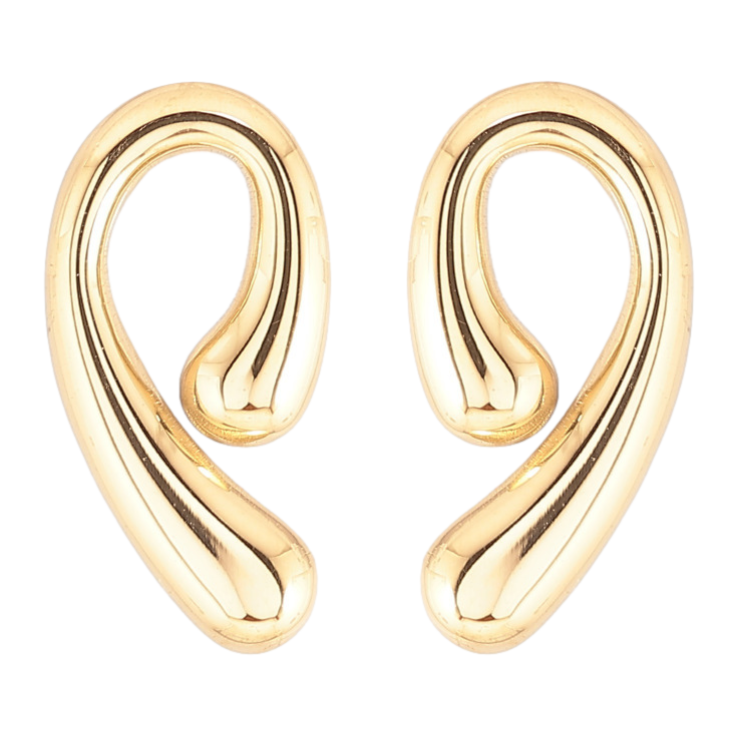 Сережки Xuping TTM Stainless Steel колір 14К пусети «Декоративні петельки» фото №3