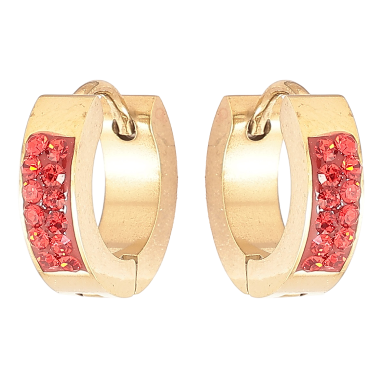 Серьги Xuping TTM Stainless Steel цвет 14К колечки Узор с красным цирконием фото №1