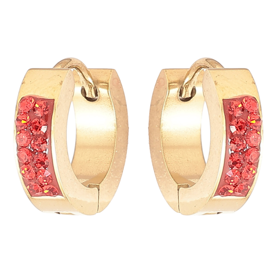 Сережки Xuping TTM Stainless Steel колір 14К колечка «Візерунок з червоним цирконієм» фото №1