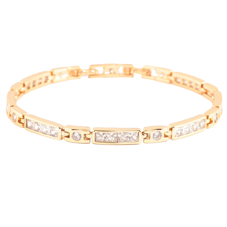 Браслет Xuping Позолота 18K ««Доріжка фіанітів» довжина з доп. замком 18,19.5см х 4мм фото №3