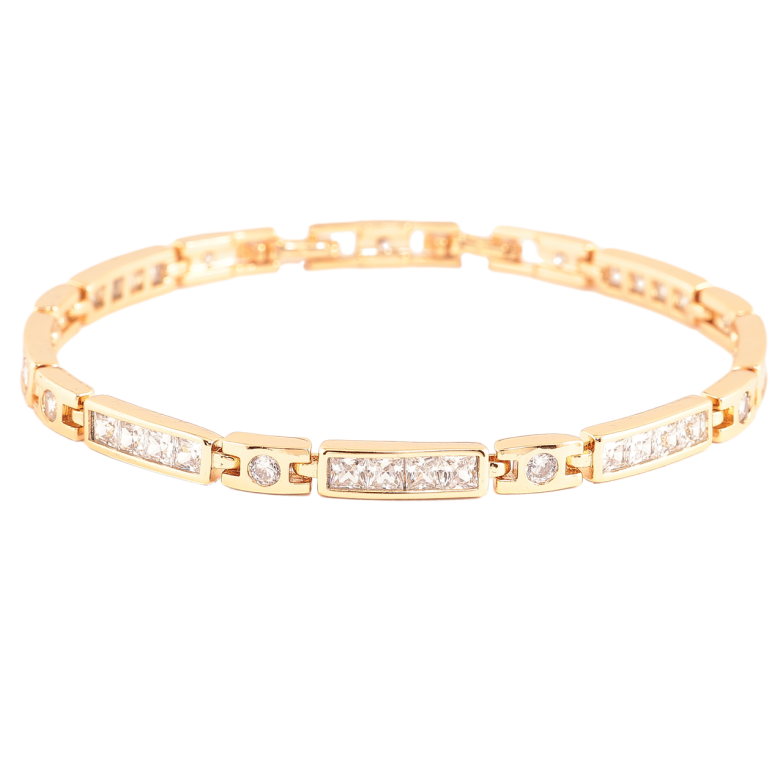 Браслет Xuping Позолота 18K Дорожка фианитов длинна с доп. замком 18,19.5см х 4мм фото №1