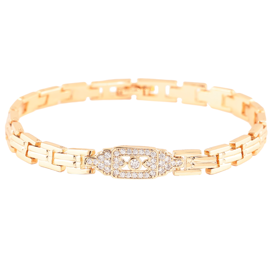 Браслет Xuping Позолота 18K Узор с инкрустацией цирконием длинна 18см х 5.5мм фото №1