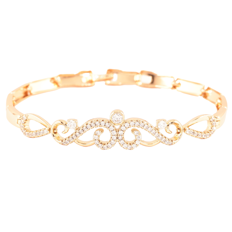 Браслет Xuping Позолота 18K «Витончений візерунок з інкрустацією цирконієм» довжина 19см х 4мм фото №2