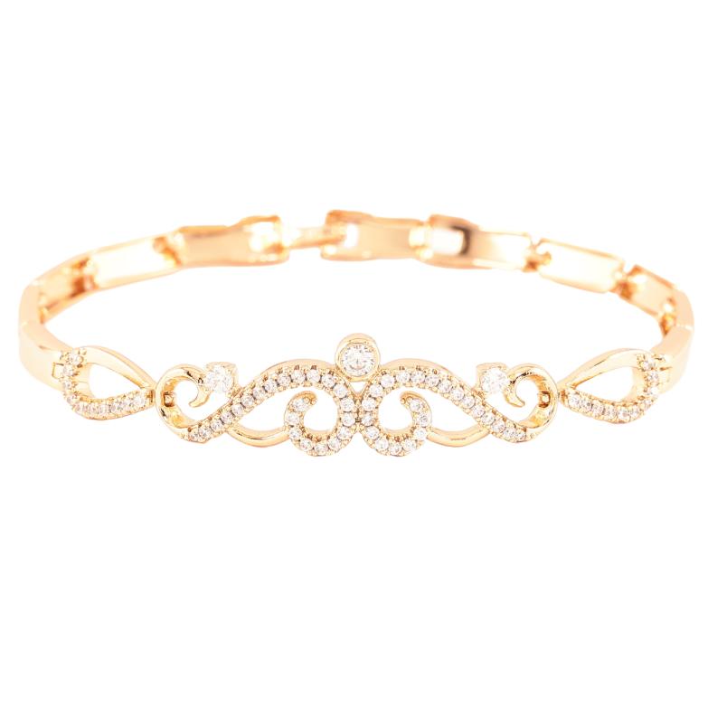 Браслет Xuping Позолота 18K «Витончений візерунок з інкрустацією цирконієм» довжина 19см х 4мм фото №1