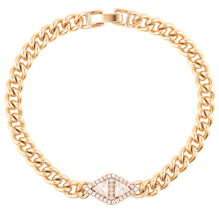 Браслет Xuping Позолота 18K Цепочка Панцирная с ромбовой кристальной вставкой длинна 18.5см х 5мм фото №9