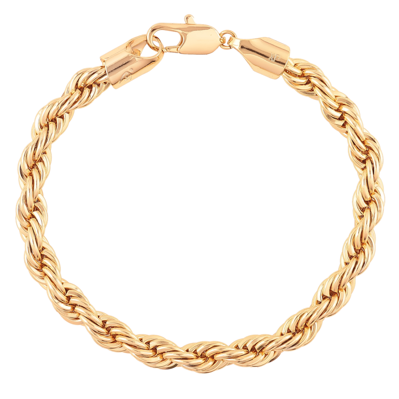 Браслет Xuping Позолота 18K «Ланцюжок плетіння Мотузка» довжина 19см х 4.5мм фото №1