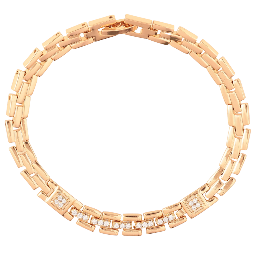 Браслет Xuping Позолота 18K Узор дорожка циркония длинна 19см х 6мм фото №1