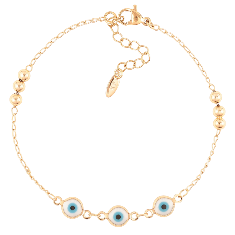 Браслет Xuping Позолота 18K «Ланцюжок з оберегом «Око Фатіми» довжина з доп. ланцюжком 19.5-23см х 1-6мм фото №1