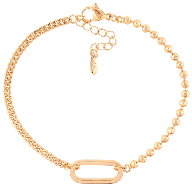 Браслет Xuping Позолота 18K «Комбінований ланцюжок зі вставкою» довжина з доп. ланцюжком 19.5-23см х 3мм фото №11