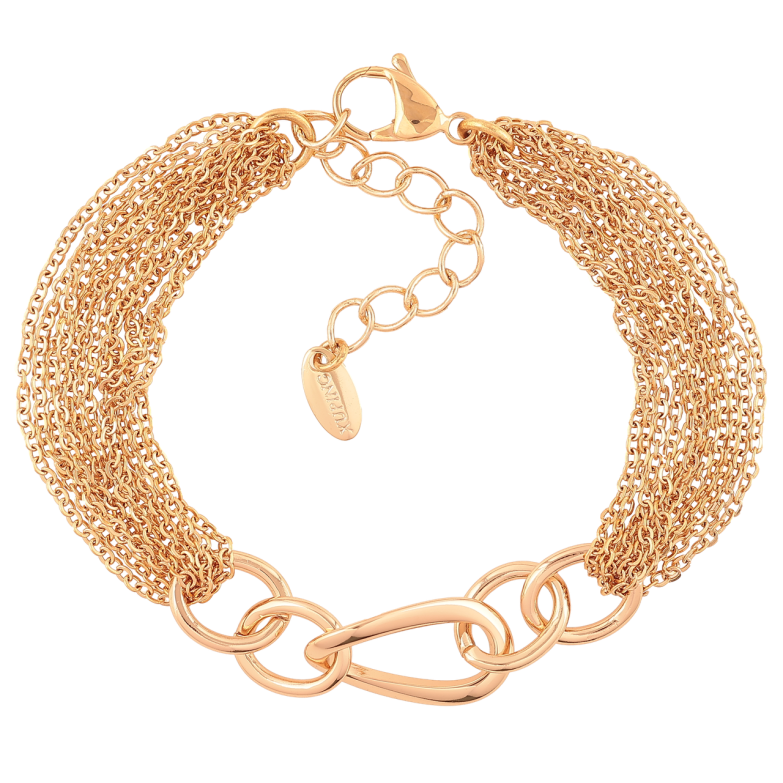 Браслет Xuping Позолота 18K Комбинированная цепочка длинна с доп. цепочкой 18.5-23см х 10мм фото №1