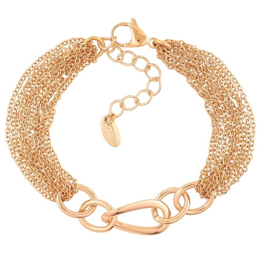 Браслет Xuping Позолота 18K «Комбінований ланцюжок» довжина з доп. ланцюжком 18.5-23см х 10мм фото №1