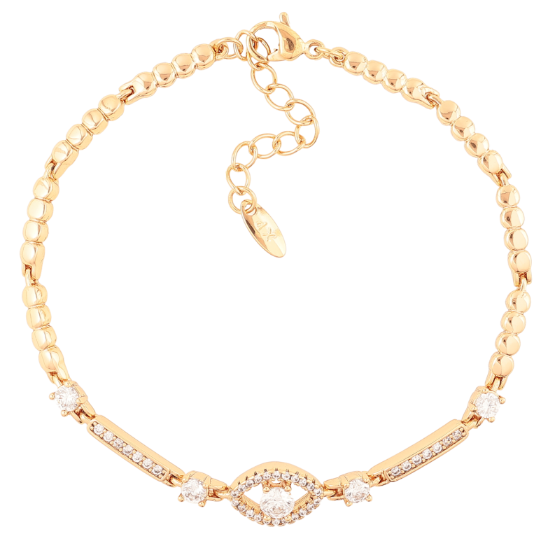 Браслет Xuping Позолота 18K «Візерунок з цирконієм» довжина з доп. ланцюжком 17-20см х 2мм фото №1