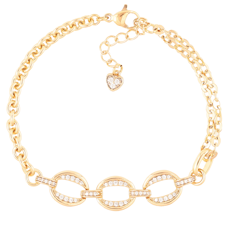 Браслет Xuping Позолота 18K Цепочка Комбинированная с вставкой длинна с доп. цепочкой 16.5-20см х 3-4мм фото №11