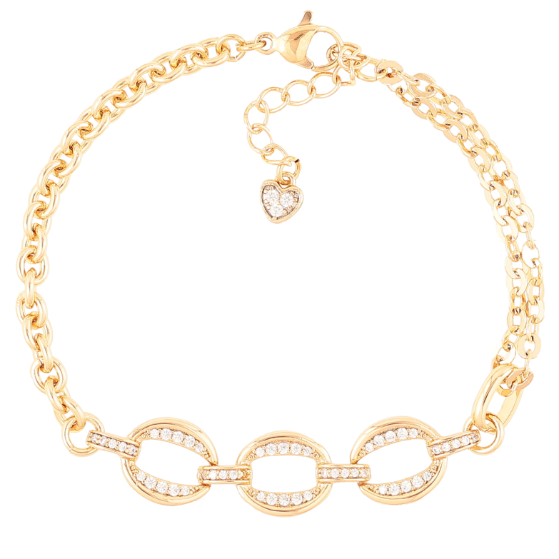 Браслет Xuping Позолота 18K Цепочка Комбинированная с вставкой длинна с доп. цепочкой 16.5-20см х 3-4мм фото №1