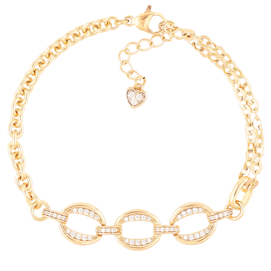 Браслет Xuping Позолота 18K Цепочка Комбинированная с вставкой длинна с доп. цепочкой 16.5-20см х 3-4мм фото №1