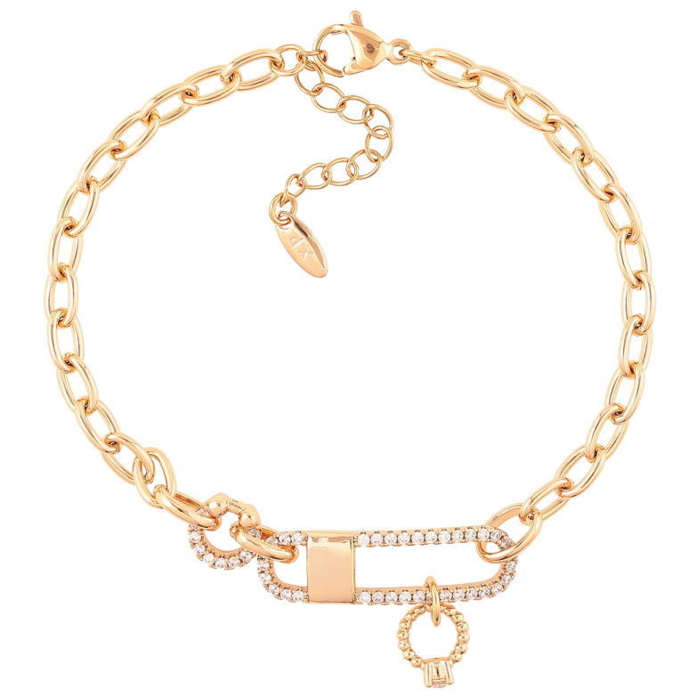 Браслет Xuping Позолота 18K Цепочка с декоративной вставкой длинна с доп. цепочкой 18-21см х 4мм фото №1