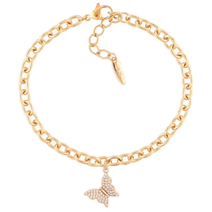 Браслет Xuping Позолота 18K «Ланцюжок Якірний з підвіскою метелик» довжина з доп. ланцюжком 19-22.5см х 4мм фото №17