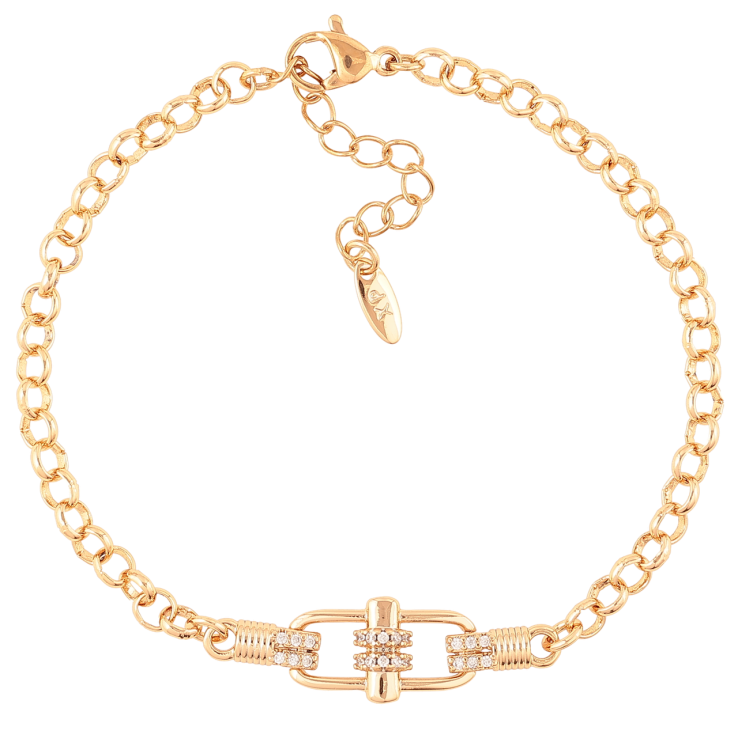 Браслет Xuping Позолота 18K «Ланцюжок з декоративною вставкою» довжина з доп. ланцюжком 17.5-21см х 3мм фото №9