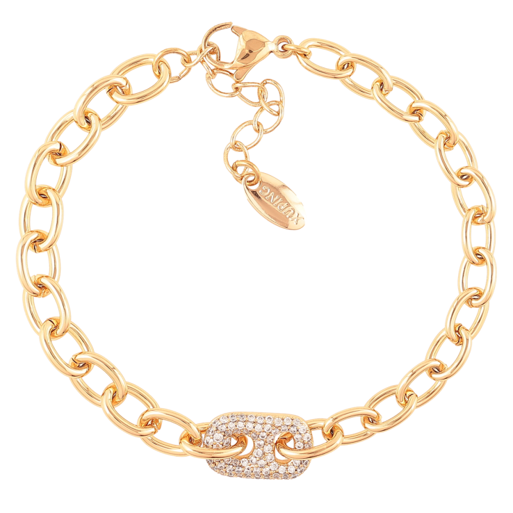 Браслет Xuping Позолота 18K «Ланцюжок і вставка з цирконієм» довжина з доп. ланцюжком 17-20см х 6мм фото №19