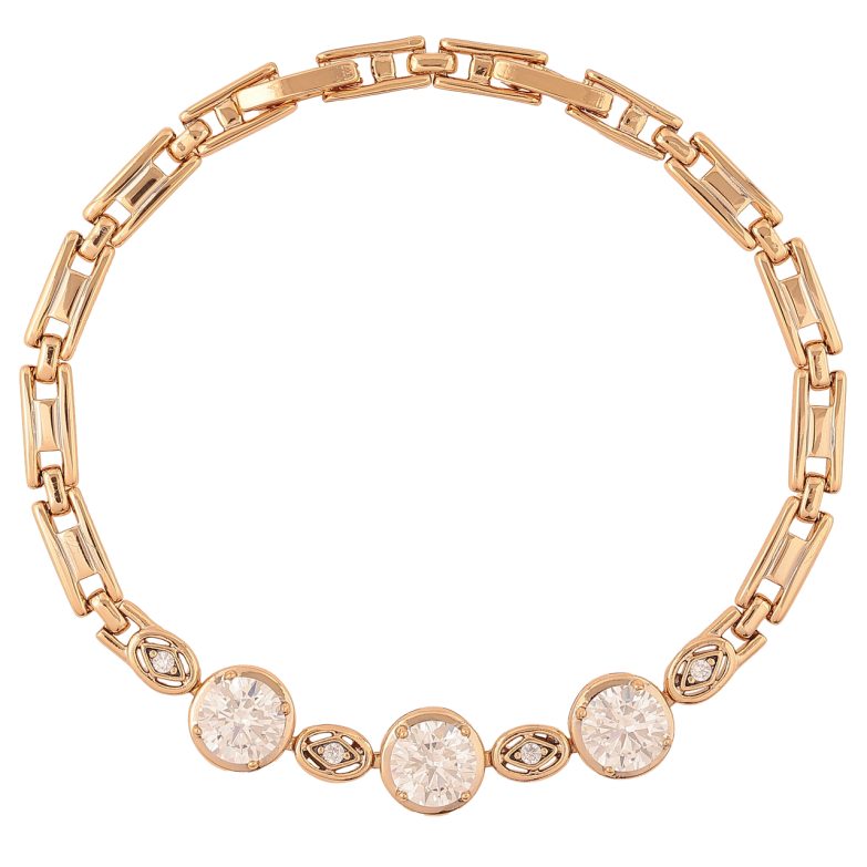 Браслет Xuping Позолота 18K Три фианита длинна с доп. замком 17,19.5см х 4мм фото №1