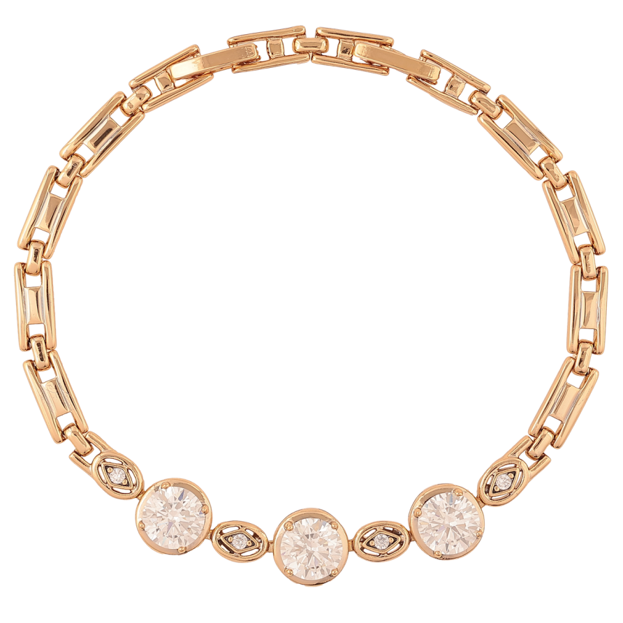 Браслет Xuping Позолота 18K «Три фіаніти» довжина з доп. замком 17,19.5см х 4мм фото №1