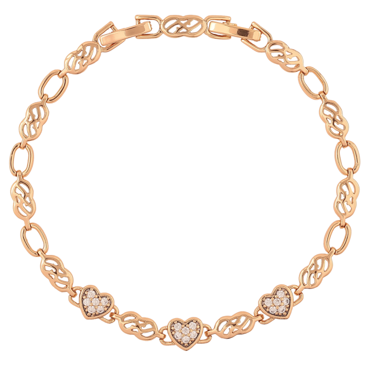 Браслет Xuping Позолота 18K «Сердечка з інкрустацією цирконієм» довжина з доп. замком 17.5,19.5см х 4мм фото №13