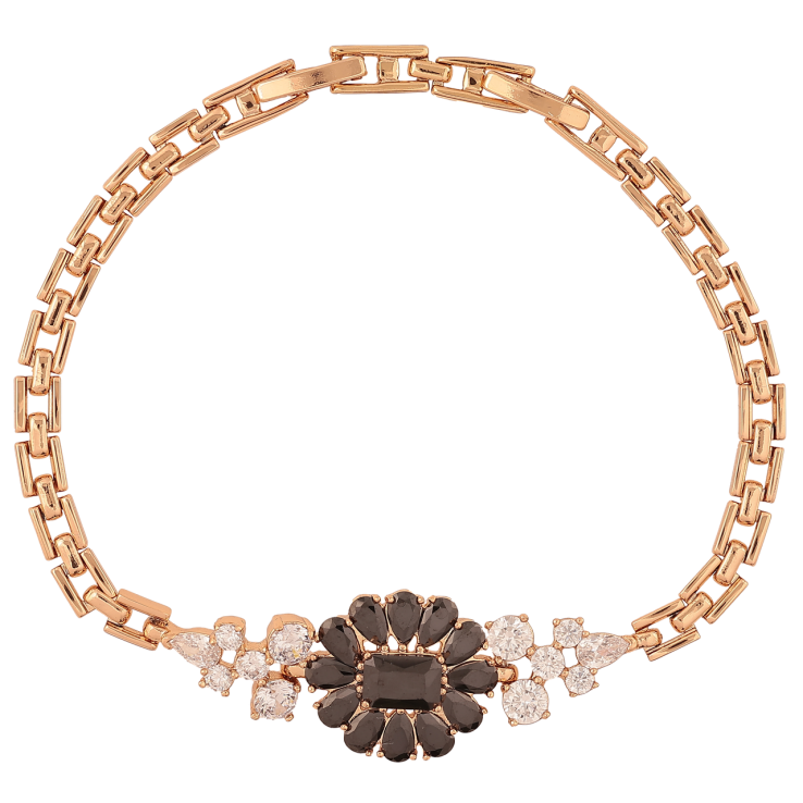 Браслет Xuping Позолота 18K «Візерунок з чорними фіанітами та цирконієм» довжина з доп. замком 17.5,19.5см х 4мм фото №16