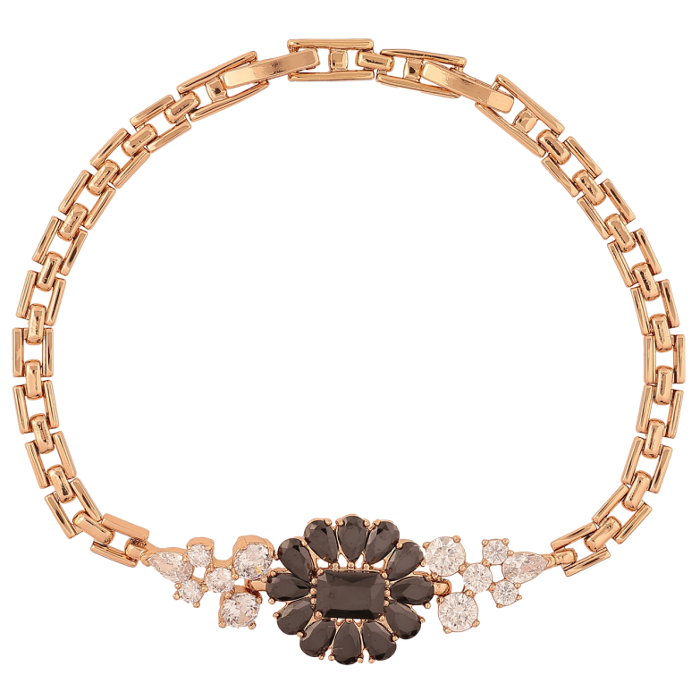 Браслет Xuping Позолота 18K Узор с черными фианитами и цирконием длинна с доп. замком 17.5,19.5см х 4мм фото №1