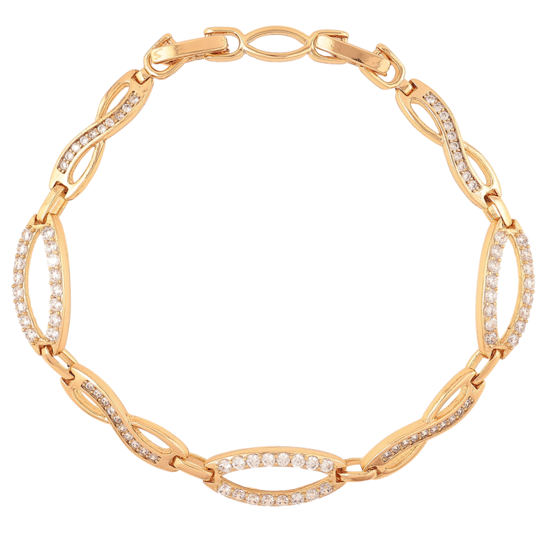 Браслет Xuping Позолота 18K Узор с цирконием длинна с доп. замком 16.5,18.5см х 5-7мм фото №1