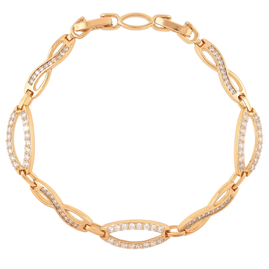 Браслет Xuping Позолота 18K Узор с цирконием длинна с доп. замком 16.5,18.5см х 5-7мм фото №1