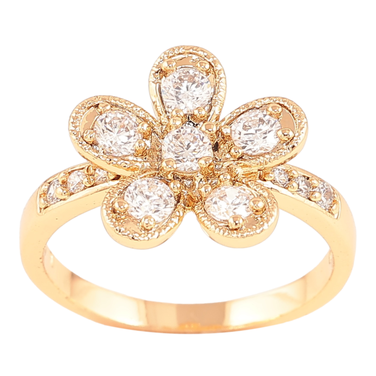 Кольцо Xuping Позолота 18K Кристальный цветок фото №11