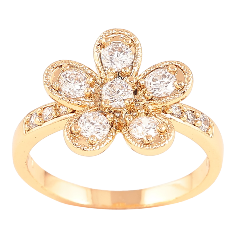 Каблучка Xuping Позолота 18K «Кришталева квітка» фото №1