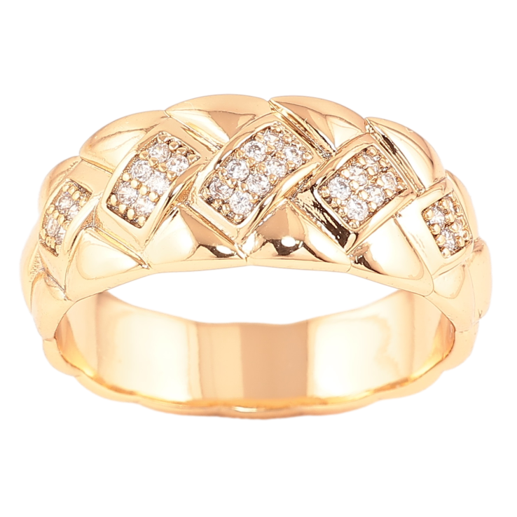 Кольцо Xuping Позолота 18K Узор с цирконием фото №8