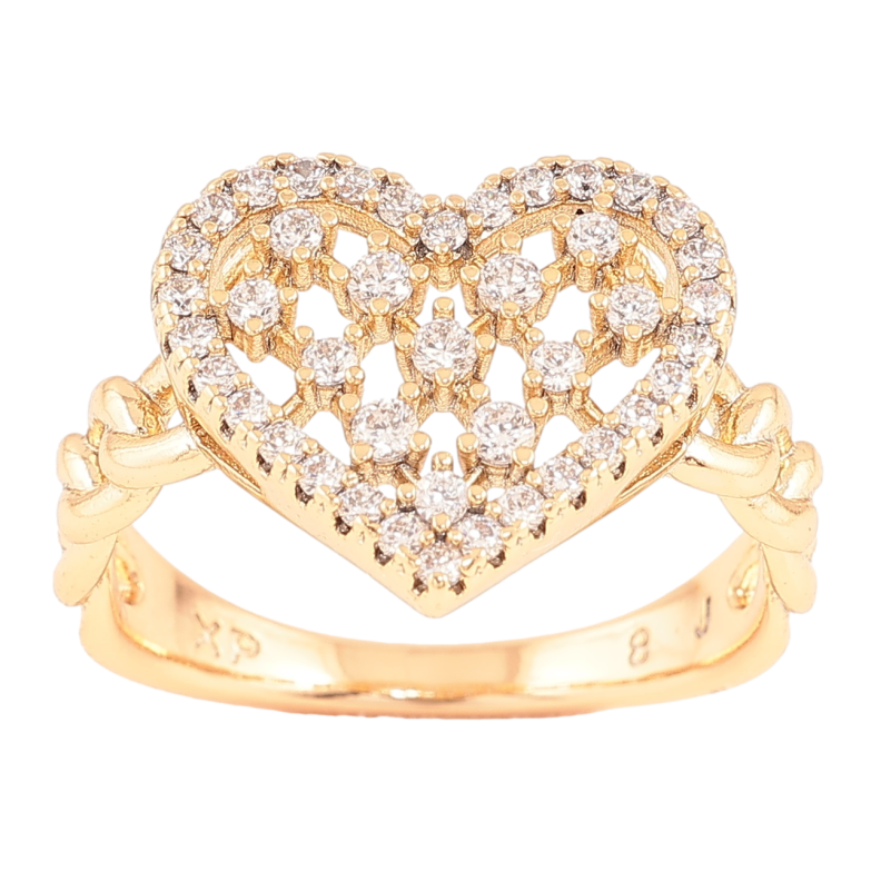 Каблучка Xuping Позолота 18K «Серце з цирконієм» фото №1