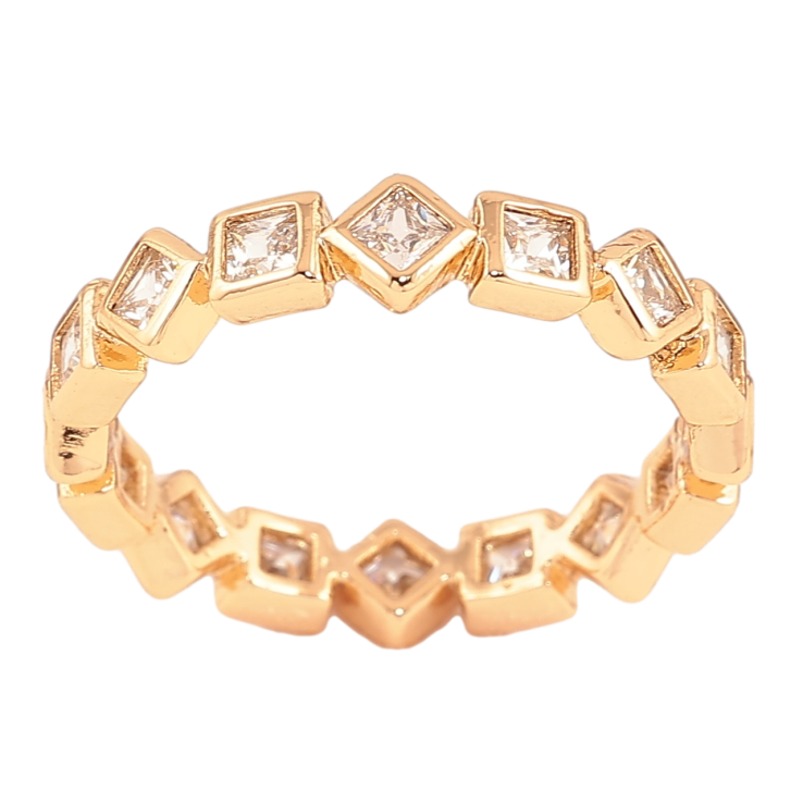 Каблучка Xuping Позолота 18K «Доріжка цирконію у фігурній оправі» фото №25