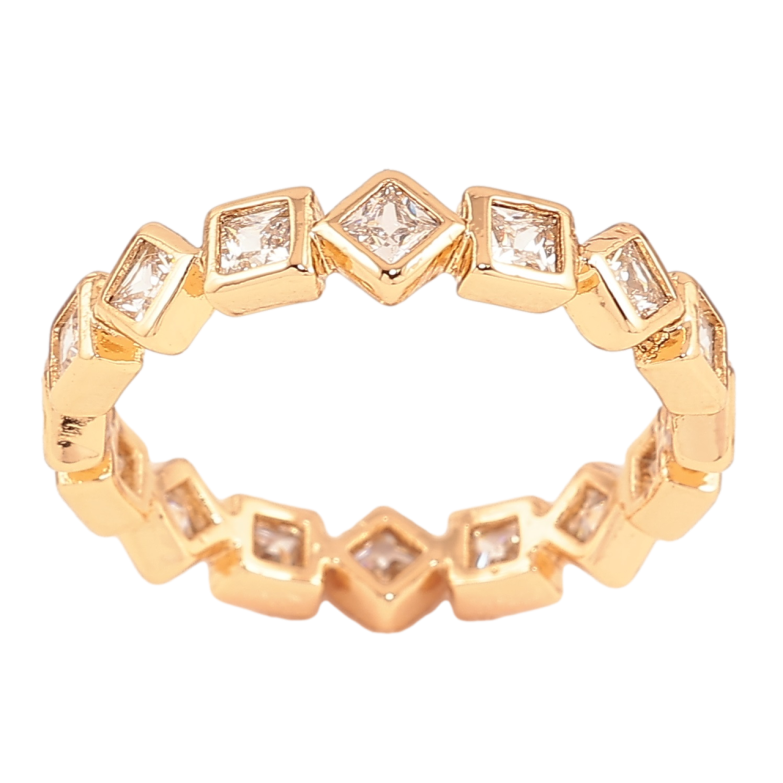 Кольцо Xuping Позолота 18K Дорожка циркония в фигурной оправе фото №2