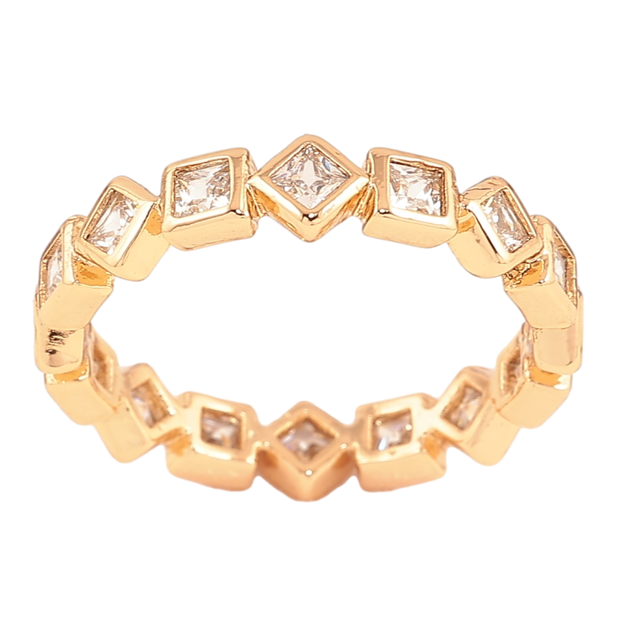 Каблучка Xuping Позолота 18K «Доріжка цирконію у фігурній оправі» фото №1