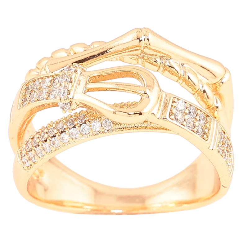 Каблучка Xuping Позолота 18K «Ремінець з інкрустацією цирконієм» фото №1